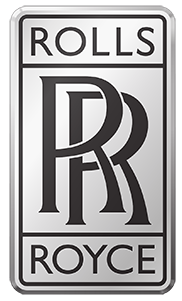 rolls-royce Rolls-Royce logo featuring two overlapping "R" letters in black on a silver background with "ROLLS" above and "ROYCE" below.